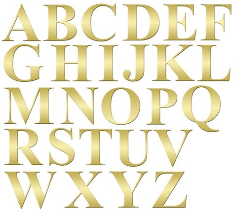 Gold Digital Letters Numbers And Symbols Gold Metallic Font Png Image
