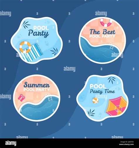 Summer Pool Party Label Template Cartoon Background Vector Illustration Stock Vector Image And Art