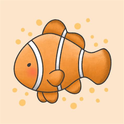 Premium Vector Cute Ocellaris Clownfish Cartoon Hand Drawn Style