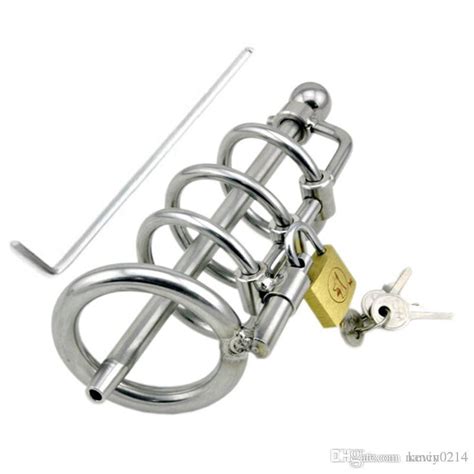 stainless steel cock cage male chastity device penis plug urethral sound penis lock belt