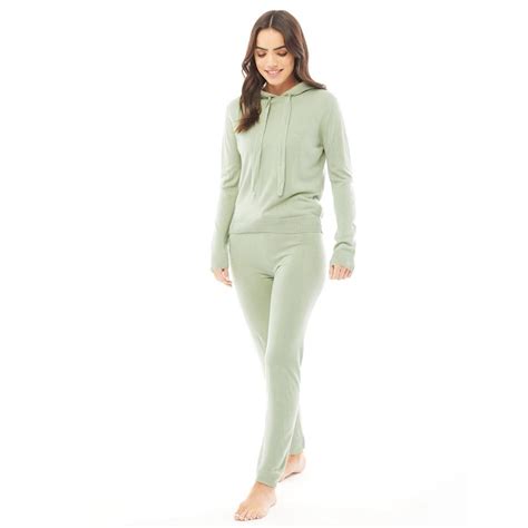 Buy Brave Soul Womens Lambada Knitted Hoodie And Trousers Set Sage