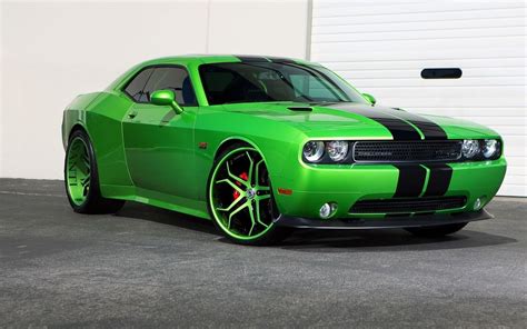 Green Dodge Challenger Coupe Car Green Cars Dodge Challenger Hellcat
