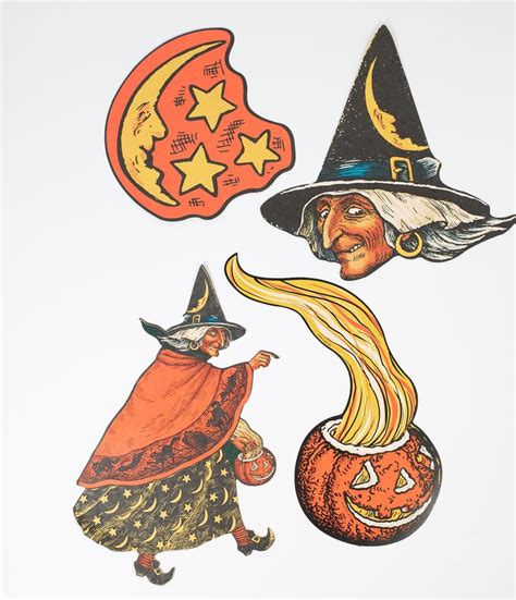 Vintage Halloween Illustration Paper Cutouts Set Unique Vintage 2020