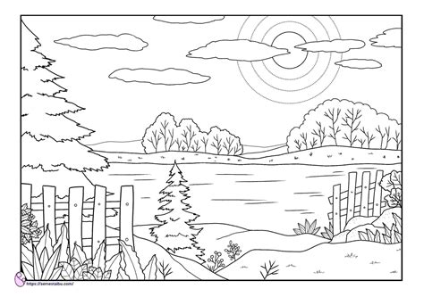 Sketsa Pemandangan Danau