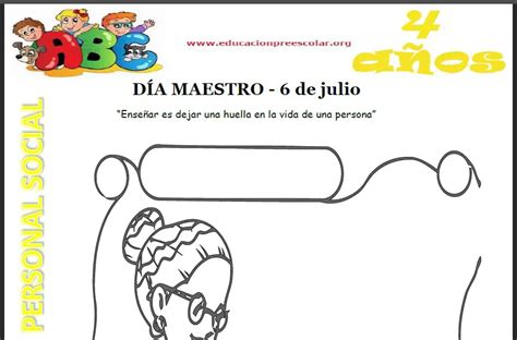 Fichas Del Día Del Maestro Para Niños De 4 Años — Educación Preescolar