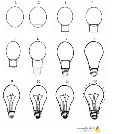 How To Draw A Lightbulb Step By Step Tutorial Light Bulb Drawing