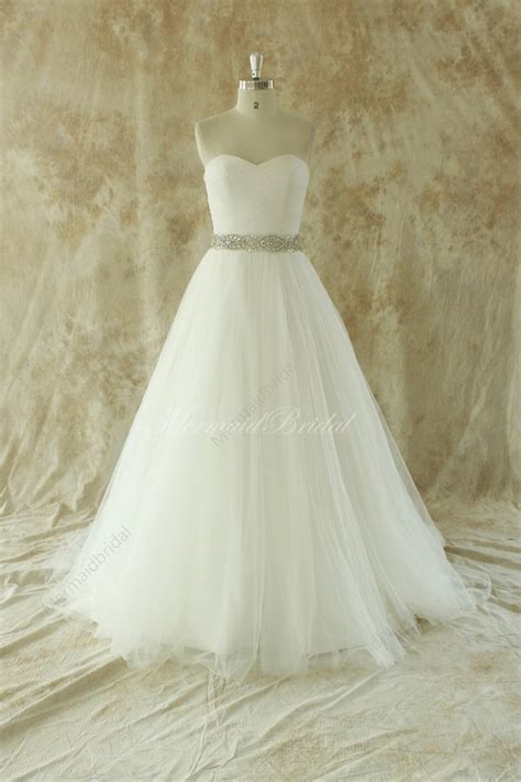Romantic Ivory A Line Wedding Dress With Beading Sash Etsy
