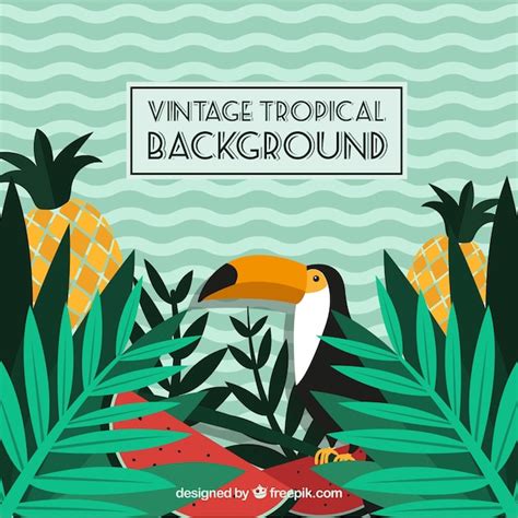 Free Vector Tropical Background In Vintage Style