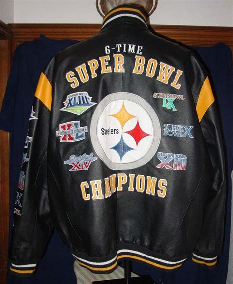 Pittsburgh Steelers 6 Time Super Bowl Champs Black Leather Jacket