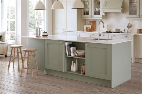 Home » kitchen collections » kitchen colours » green olive and sage coloured kitchens. Sage Green Shaker Kitchen | Cheap kitchen units, Green ...
