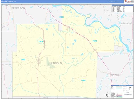Lincoln County Ar Zip Code Wall Map Basic Style By Marketmaps