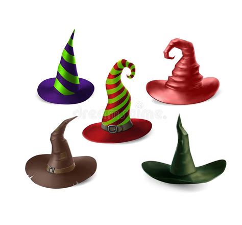 Witch Hats Set Isolated On White Background Stock Vector Illustration