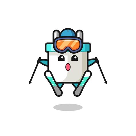 Personaje De Mascota De Enchufe Eléctrico Como Jugador De Esquí Diseño