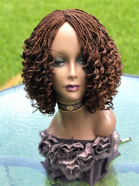 Braided Curly Wig The Color On Display Is A Mixture 33and30 Etsy In 2021 Curly Wigs Natural