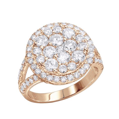 Round Diamond Engagement Rings 14k Gold Ladies Diamond Cluster Ring 2