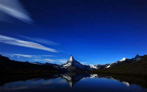 Matterhorn Midnight Reflection Wallpaper Nature And Landscape