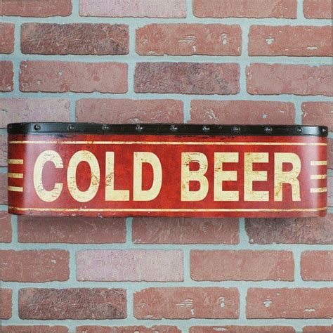 Waller Metal Cold Beer 3d Sign Tin Home Bar Pub Wall Art Man Cave Decor