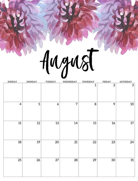 Pin On August 2019 Calendar Printable