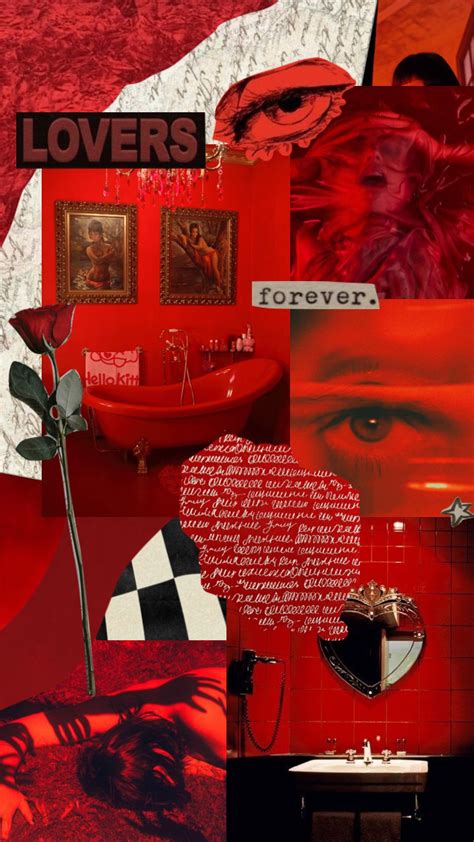 Redaesthetic Vibes Moodboard Red Aesthetic Mood Board Poster