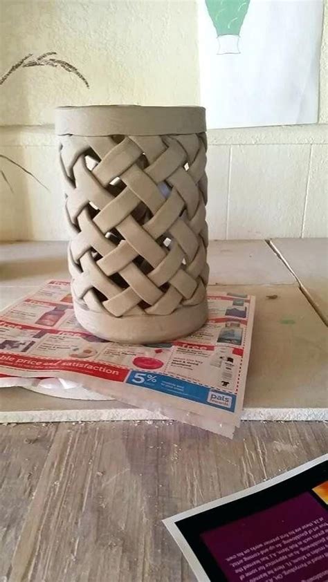 Architectural bird box unit ceramics 1. Ceramic woven cylinder | Pottery handbuilding, Slab ...