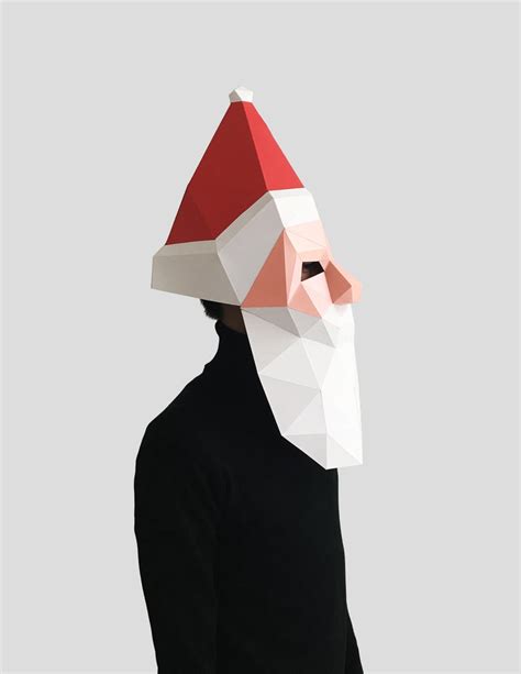 Santa Claus Mask Template Style 2 Paper Mask Papercraft Etsy Paper