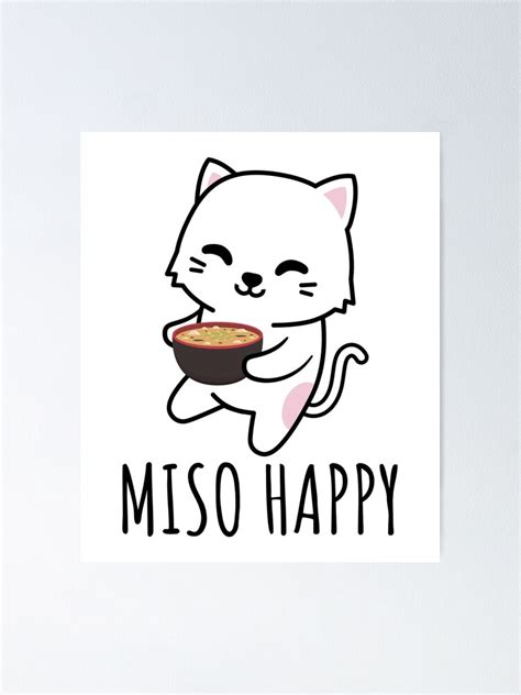 Miso Happy Cute Japanese Food Anime Cat Kawaii Pun Poster For Sale