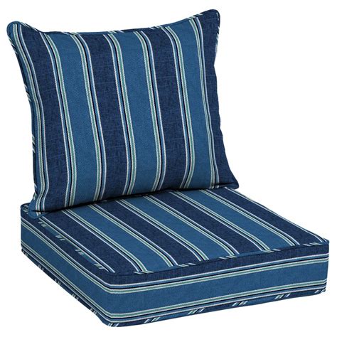 allen roth 25 in x 25 in 2 piece blue coach stripe deep seat patio chair cushion lowes