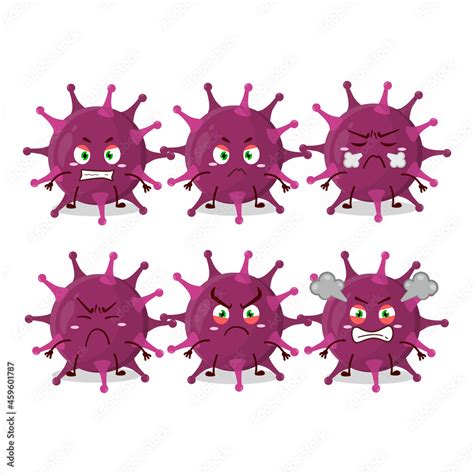 Coronaviridae Cartoon Character With Various Angry Expressions Stock