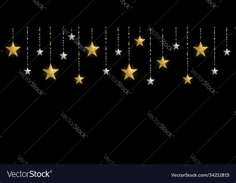 Christmas Background With Gold And Silver Stars Vector Image