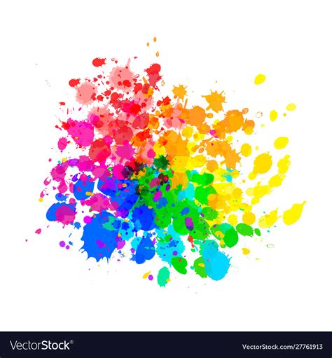 Bright Colorful Paint Splashes Watercolor Drops Vector Image