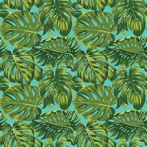 Tropical Leaves Background Seamless Pattern In Vector — Stock