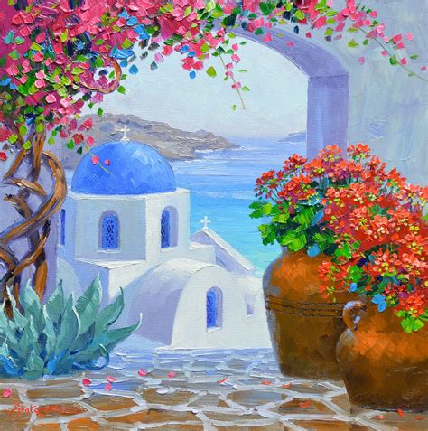 Splendor Of Santorini Art Painting Painting Painting Art Projects
