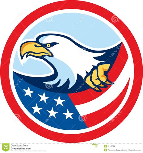 American Bald Eagle Clutching Flag Circle Retro Stock