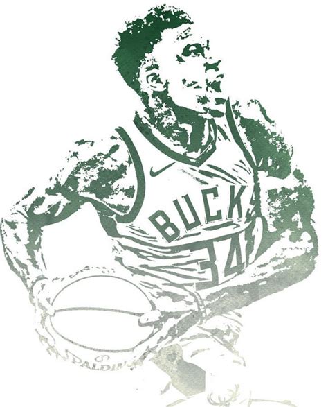 Giannis Antetokounmpo Milwaukee Bucks Watercolor Strokes Pixel Art 11