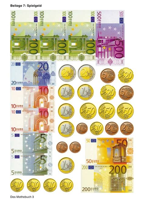 Einfach downloaden, ausdrucken und fertig. EURO-Spielgeld, 5401870 • Mathematik - Klasse 1 bis 6 ...