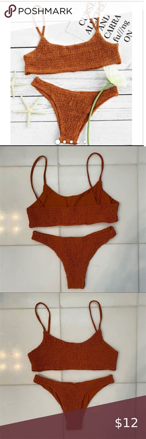 Ruched Burnt Orange Bikini Bikinis Orange Bikini Clothes Design