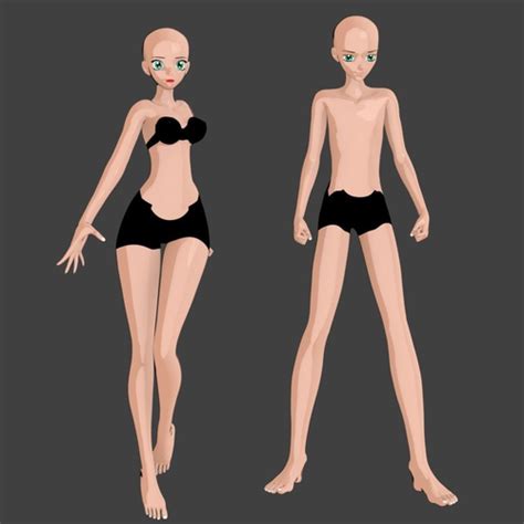 3d Model Modern Anime Or Manga Male And Female Base Mesh With Rigs Vr