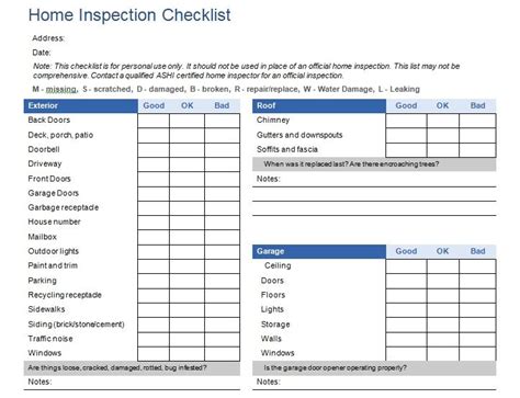 Download free printable home inspection report samples in pdf, word and excel formats. Home Inspection Checklist Template Excel And Word ...