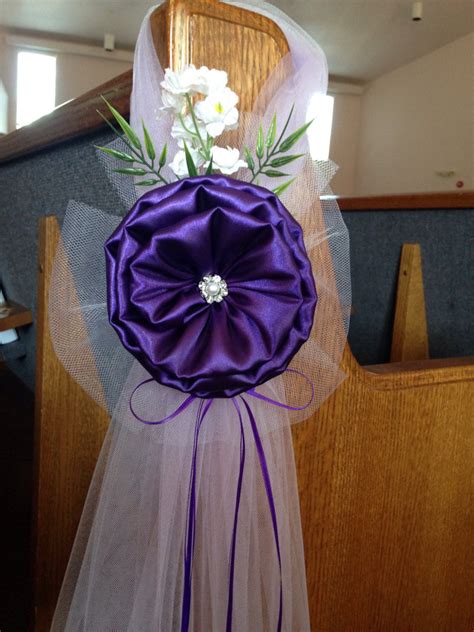 Dark Purple Elegant Wedding Pew Bows Chair Bows Pew Church Etsy