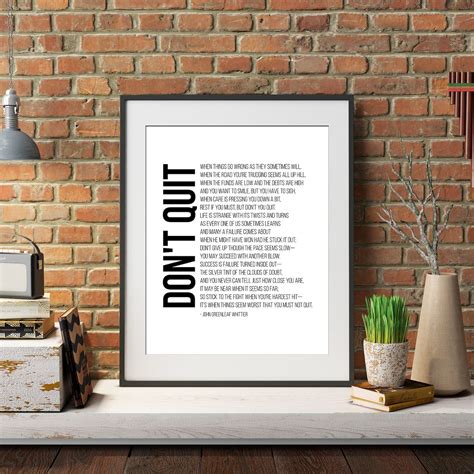 Dont Quit Poem Print Printable Quote Poster Wall Art Poetry Etsy