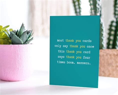 Funny Thank You Card Thank You Greeting Card Cardcraft
