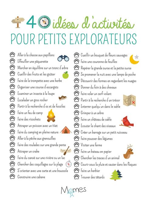 Visiter des musées ou autre. Poster 40 idées d'activités pour petits explorateurs ...