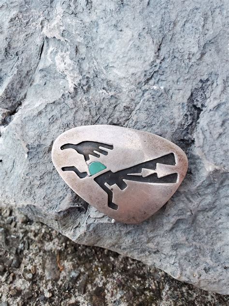 Large Navajo Turquoise Roadrunner Pin Sterling Silver Etsy