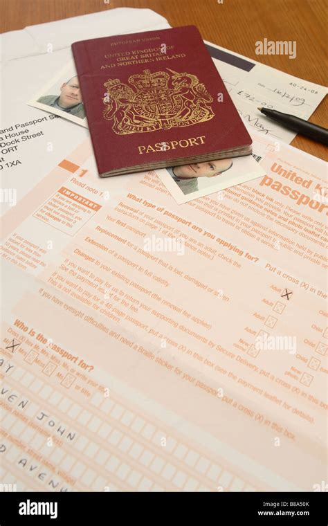 Uk British Passport Application Form And Photograph Photo Stock Photo