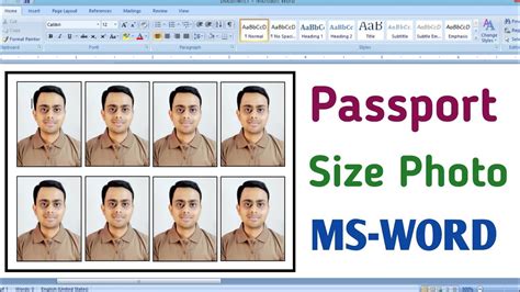 How To Make Passport Size Photo In Microsoft Word Passport Size Photo Youtube