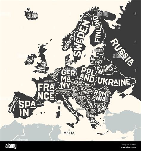 Map Of European Countries With Names Stock Vector Images Alamy