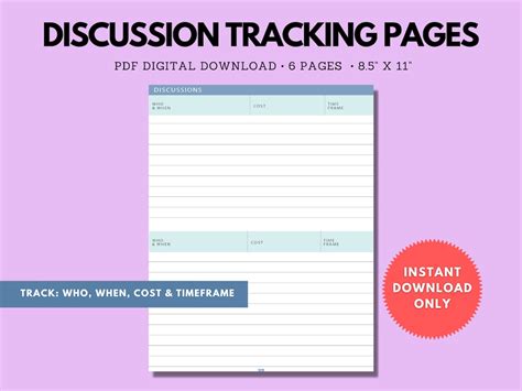 Discussion Tracking Meeting Notes Discussion Agreement Etsy