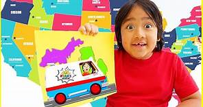 Learn about USA states map and Capitals for Kids with Ryan!!!