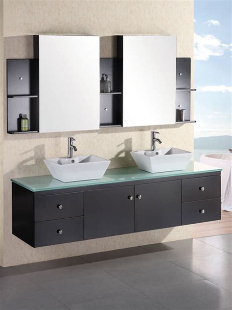 60 inch double sink bathroom vanity in navy blue with choice of no top $2,285.00 $1,758.00 sku: 72" Portland Double Vessel Sink Vanity - Espresso - Bathgems.com