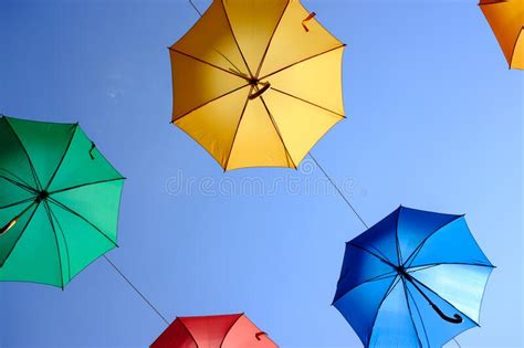 Colorful Umbrellas Background Colorful Umbrellas In The Sky Editorial